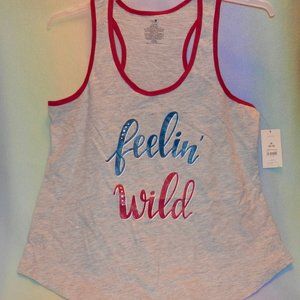 SECRET TREASURES SLEEPWEAR TANK * GRAY AND RED * FEELIN" WILD * NEW *